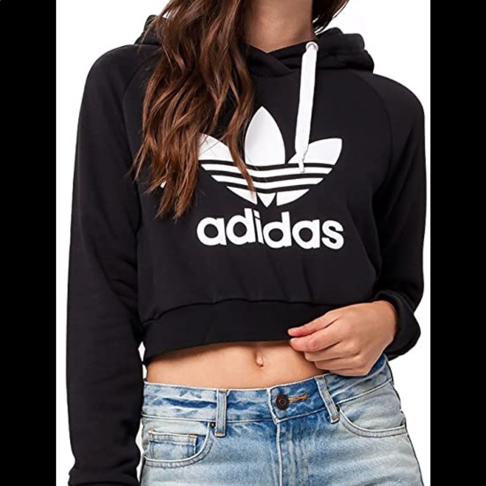Black Adidas Cropped Hoodie